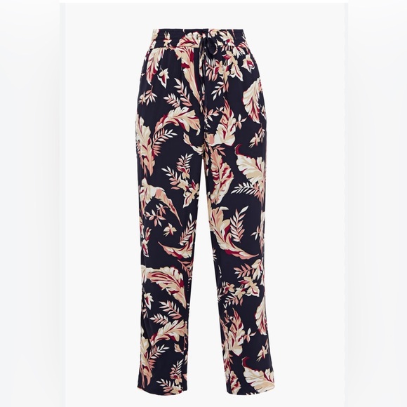 JOIE Cropped Floral Print Crepe de Chine Tapered Pants; Medium; 27” inseam; NWOT - Picture 2 of 9
